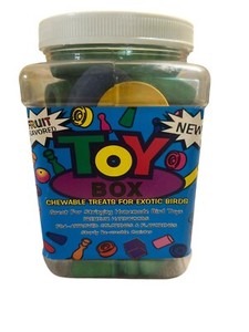 Toy Box Chewable Treats For Exotic Birds Premium Hardwoods Reusable Canister NEW