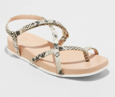 NEW A New Day Women's Eden Strappy Toe Loop Sandals Snake Print Size 9.5