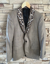 R13 Leopard Print Lapel Checkered Womens Blazer Size L