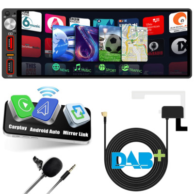 6.9'' 1Din Android Radio RDS mit Wireless Carplay Android Auto AUX eingebaut DAB+