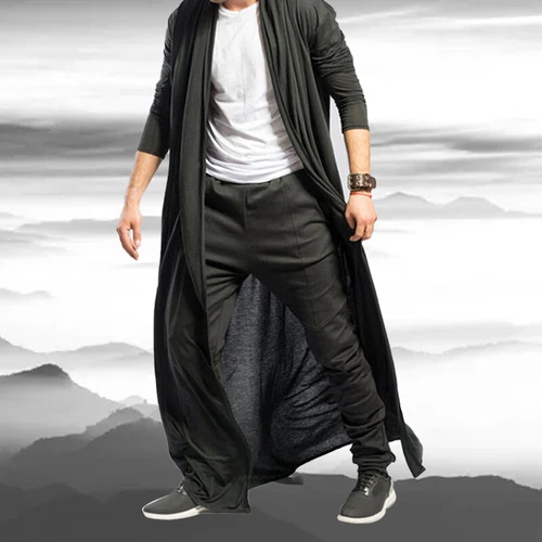 Full Length Adult Mens Baggy Casual Coat Cape Loose Long Cardigan Cloak Tops - Picture 4 of 13