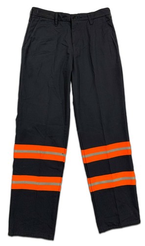 Reflective Hi Vis Work Pants Polyblend Flat Front Industrial Uniform - Picture 6 of 24