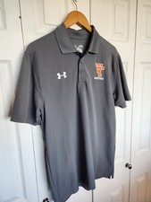 Under Armour Heat Gear Polo Shirt Mens Medium Gray Loose Fit "TT Basketball"