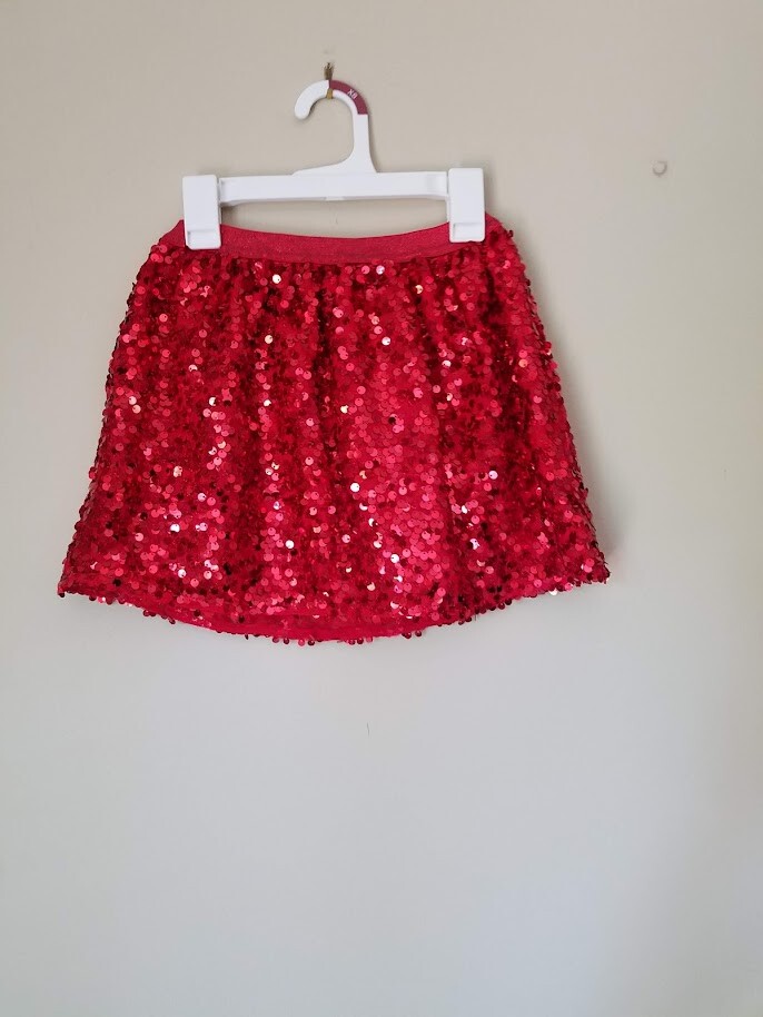 Cat Jack Girls' Sequin Tulle A-Line Skirt Red