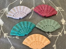 Vintage Lot of 5 Asian Fan Shaped Scented Soaps Decor Display