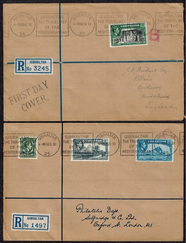 Gibraltar 1938 KG VI First Day Covers w/SG 121, 122, 123, 124, 125a, 126, & 127 - Picture 2 of 2
