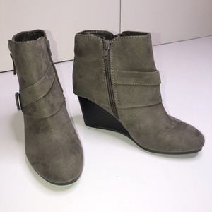 faux suede wedge booties