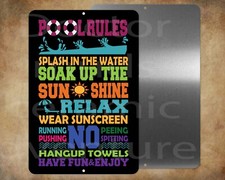 POOL RULES 8x12" metal  sign