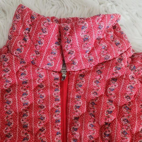 Vintage Quilted Insulated Red Floral Jumpsuit Women's Large Runs Small Made USA - Picture 8 of 15