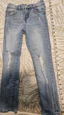 Girls Celebrity Pink Stretchy Distressed Jeans Size 6 