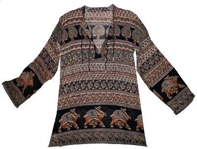 Indian Ethnic Top Blouse Women Cotton Hippie Tunic Boho Blusa Retro Dress Gypsy