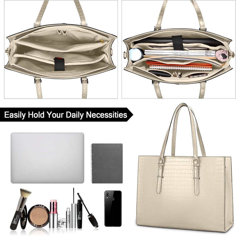 Laptop Bags for Women Tote Bag 15.6 Inch Leather Large Ladies Handbag