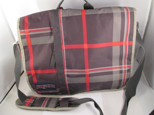JanSport Messenger Bag Market Street Blue Plaid Laptop Bag 15"