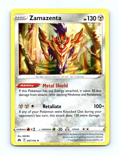 Zamazenta 097/159 Holo Rare Crown Zenith Pokemon Near Mint