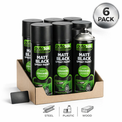 Mattschwarzer Sprühlack 500 ml x6 Autotek Professional hohe Deckkraft