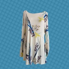 Free People white floral cold shoulder mini dress long sleeve size small