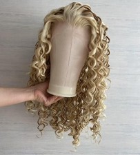 Highlight Brown and 613 Lace Front Curly Synthetic Wig Drag Queen Wig Party Wig