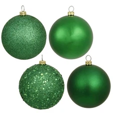 Vickerman N596004A Green 4 Finish Assorted Ball Ornament 2.4 in. - 60 per Box