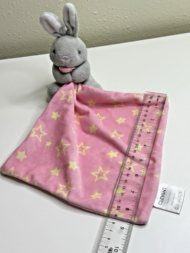 Crevent Bunny Coniglio Coperta di Sicurezza Rosa Giallo Stelle Grigio Peluche Lovey - Foto 4 di 7