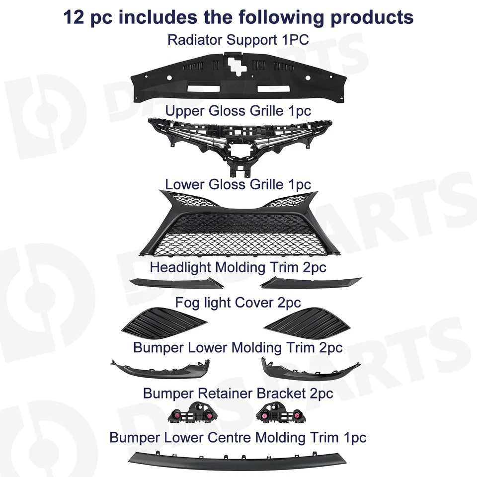 For 2018 2019 2020 Toyota Camry SE XSE Front Bumper Cover Grille W/o Sensor Hole - Изображение 3 из 4