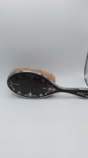 Vintage Silver Boar Bristle Hair Brush Floral Design - Z#4420