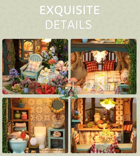 Elfengarten DIY Bücherecke Kit mit LED - 3D Holz Puppenhaus Bastelset für Erwachsene - Bild 3 von 7