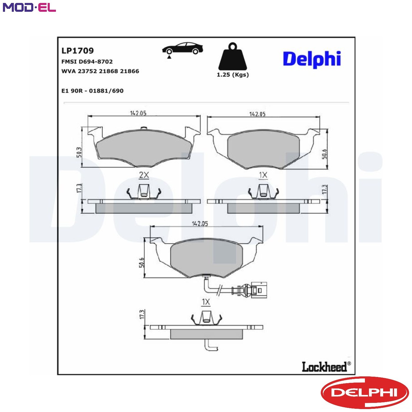 BRAKE PAD SET DISC BRAKE LP1709 FOR VW AUA/BKY/BBY 1.4L 4cyl POLO