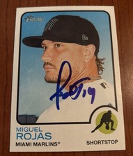 MIGUEL ROJAS Signed 2022 Topps Heritage Baseball Card #224 Marlins DODGERS AUTO