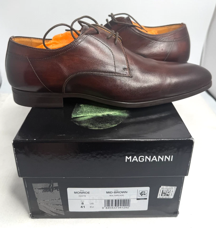 Sapatos sociais masculinos Magnanni Monroe 22278 marrom Bolton tamanho 8 M EUA - Imagem 2 de 4