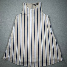 Lulus Broad Horizons Striped Shift Mini Dress Women's Medium Navy Blue Beige