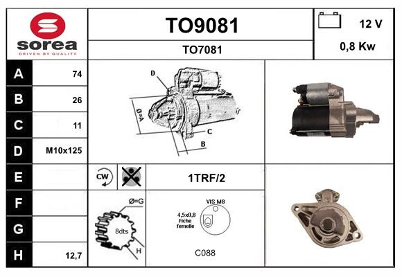 Démarreur SNRA TO9081 moteur essence pièce auto Toyota Aygo IQ