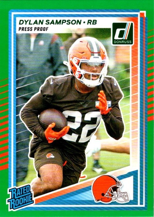 Dylan Sampson 2025 Donruss Green Press Proof Rookie Card #389 - Browns