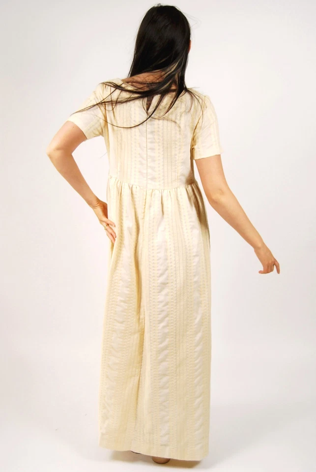 Vestido de cintura império anos 60 (L) brocado manteiga grande maxi cottage pradaria cowgirl anos 70 - Imagem 3 de 4