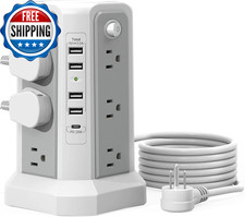 Surge Protector Power Strip Tower with USB C Por Pd18W 10Ft Extension Cord...