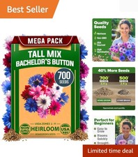 Bachelor Button Flower Seeds Tall Mix 700 Cornflower Heirloom Seeds for Plan...