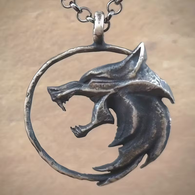 #ad Wolf Head Emblem Jewelry Vintage Silver Nature Pendant Necklace $16.28