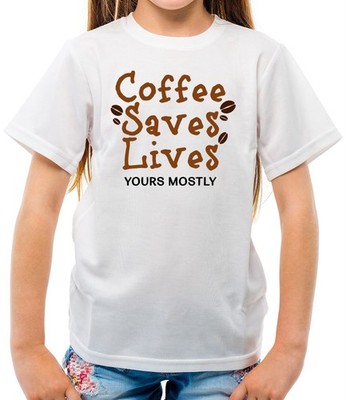 Coffee Saves Lives Yours Mostly - Kinder T-Shirt - Lustig Love Bean Latte