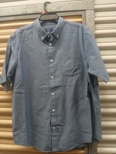 George Short Sleeve Poplin Shirt Men's Size Large NWT Blue Chambray
