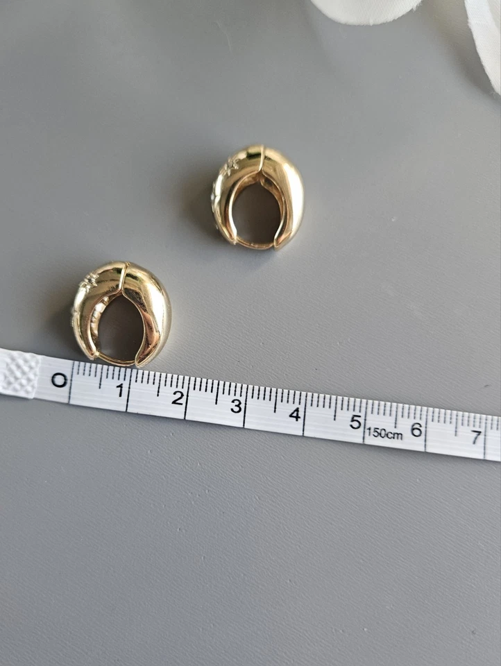 Goldene Damen Creolen/Ohrringe/Ohrschmuck, Glitzersteine, NEU, Marke unbekannt - Bild 4 von 4