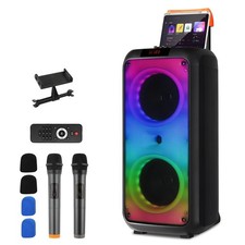 Karaoke Machine with 2 Wireless Microphones, Portable Outdoor  Indoor Blueto...
