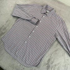 Vintage Prada Dress Shirt Men 44 17.5 Multi Striped Designer Made in Italy