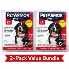 PetArmor Plus Flea  Tick XL Dog 89-132 lbs 6-Mo Supply 2 Pack Factory Sealed