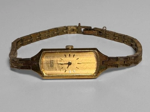 Seiko Women's VTG 70s Watch 7" Gold Tone 2E20-5179 Rectangular Face NOT TESTED