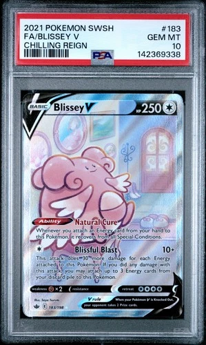 9338 Blissey V 2021 Pokemon Sword & Shield Chilling Reign #183 Ultra Rare PSA 10