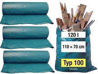 250X TYP100 Blau 78My Betonsack MÜLlsack 120 Liter Abfall Beutel MÜLl Abfallsack