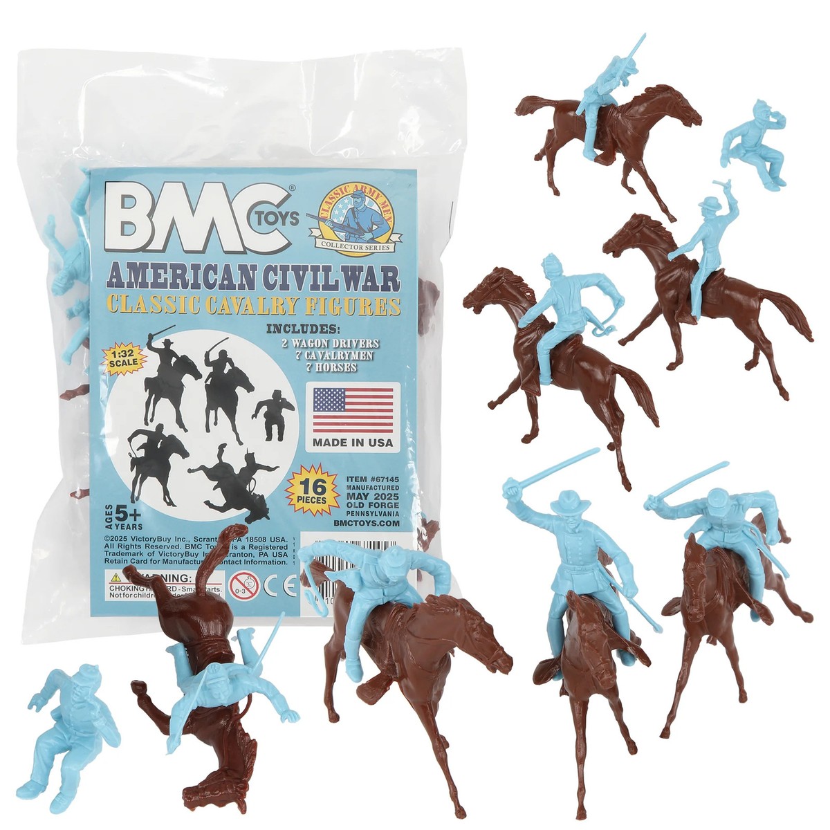 BMC Classic Marx Civil War Cavalry Powder Blue Plastic Soldier