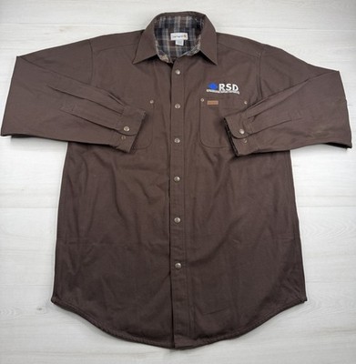 Carhartt Flannel Lined Shacket Snap Front Work Canvas Shirt Jacket S296 DKB XLT