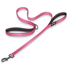 Reflective Nylon Dog Leash with Padded Double SMALL 5/8" Width x 4 Feet, PINK