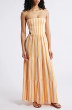 Rip Curl Mango Surf Stripe Open Back Maxi Dress Large