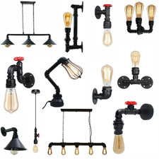 Industrial Vintage Metal Pipe Wall Ceiling Light E27 Pendant Lamp Retro Style